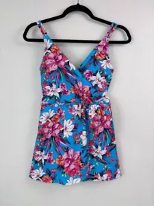 Costume da bagno donna Lands' End XS 2-4 blu tropicale finto avvolgente costume da bagno modesto - Foto 1 di 8