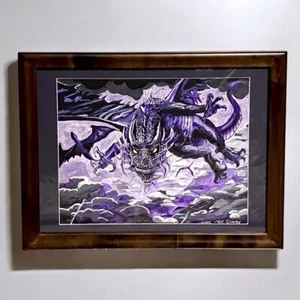 Original Dragon Portrait Oil Painting Signed Framed One of A Kind 27"W x 21"T - Picture 1 of 12