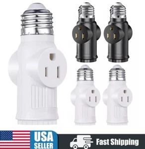 2PCS E26/E27 Light Socket to Plug Adapter 2/3 Prong Light Socket Outlet Adapter - Picture 1 of 15