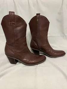 GUESS Brown Leather Western Boots Womens 7.5 - Picture 1 of 9