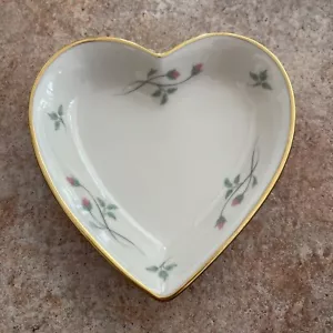 Vintage Lenox Rose Manor Rosa Porzellan 4" Herzförmige Schmuckschale Goldrand - Bild 1 von 4