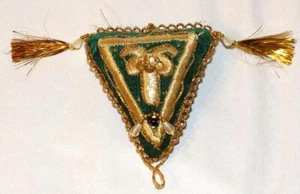 UZBEKO RICAMATO A MANO IN FILO ORO-ARGENTO PORTA AGHI - Foto 1 di 3