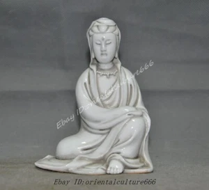 4.8" China Buddhism Dehua white porcelain Avalokitesvara Guanyin statue statue - Picture 1 of 8