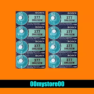 8pc SONY 377 [Exp 10/2032] Watch Coin Button Cell Battery  SR626SW Ships from CA - Image 1 of 3