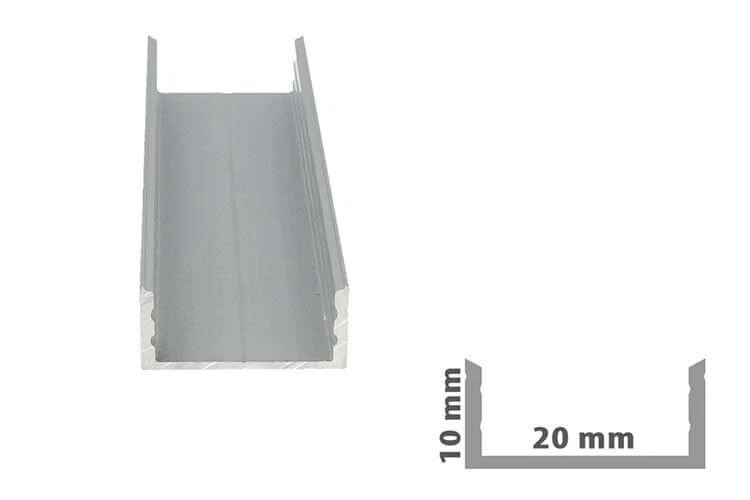 Profilo in Alluminio 3mt Piatto Largo Tipo U 22X9mm Anodizzato Interno 20mm - Immagine 1 di 1