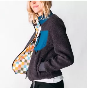 Bearded Goat Fleece Jacket WMNS Size L NWT Heather Blue Colored - Picture 1 of 17
