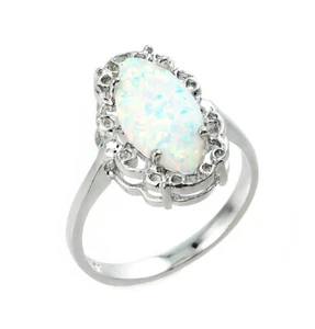 Sterling Silver Opal Gemstone Ring - Picture 1 of 1