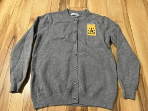Girls School Uniform Button-Front Cardigan Sweater NWT Gray Crew Neck Sz Large - Picture 1 of 8