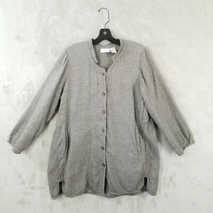 Soft Surroundings Jacket Women Small Gray Embroidered Pockets Lagenlook Artsy - Picture 1 of 8