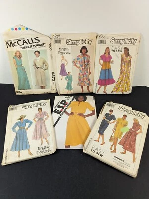 Uncut 70s 80s Sewing Pattern Lot Size Medium Ladies Women's Dresses Summer Sun - Image 1 of 4