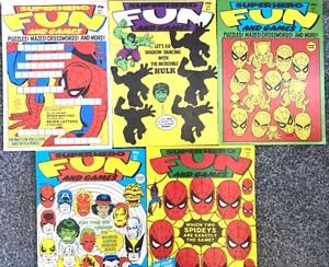 SUPERHELDEN SPASS UND SPIELE. NUMMERN 1-4 & 7. (5 HEFTE 1979 LOT). MINDERWERTIG. - Bild 1 von 21