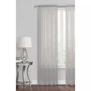 Rod Pocket Window Curtain Panel Sheer Voile 120"L x 59" W Gray Silver Home Decor - Picture 1 of 5