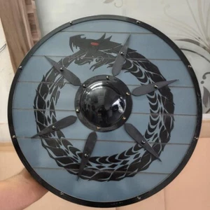 Christmas Medieval BLUE Ouroboros Battleworn Viking Shield - Picture 1 of 11