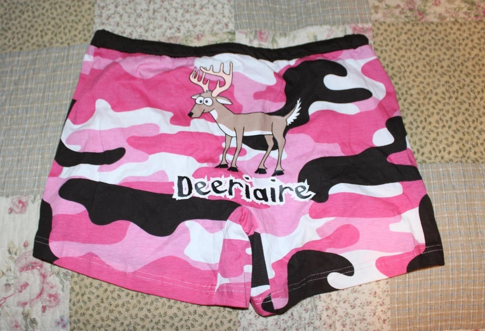 Large NWT Juniors Lazy One Deeriaire Pink Camo Boxer Sleep Shorts - Image 1 of 4