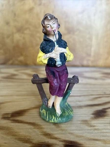 Vintage 4" Chalkware Shepherd Boy Flute Replacement Nativity Figurine Italy - Picture 1 of 8