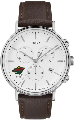 Mens Minnesota Wild Watch Chronograph Leather Band Watch Cover