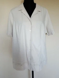 Fashion Bug Woman Size 18-20W Linen Blend Shirt Top Beige Embroidery Floral (P - Picture 1 of 10