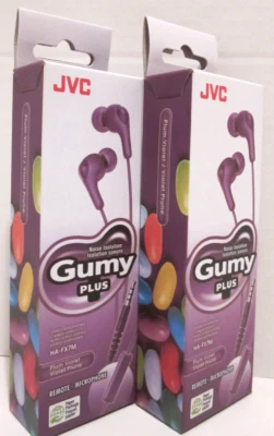 2 JVC HA-FX7M GUMY PLUS STEREO HEADPHONES WITH REMOTE+MICROPHONE - PLUM VIOLET - Image 1 of 3