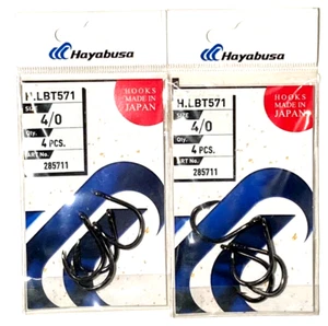 2 PACKS Hayabusa  Live Bait Hook Size 4/0 Black Nickel 4-Count Package 285711 - Picture 1 of 23