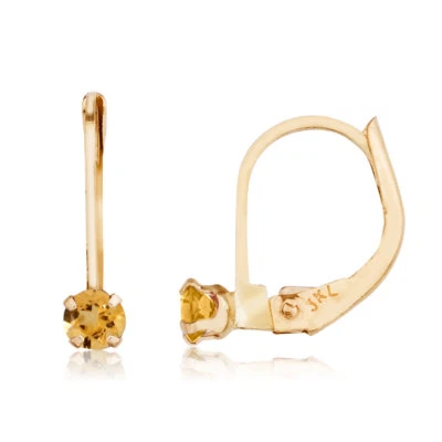 14k Petite Citrine Leverback Earrings - Image 1 of 2