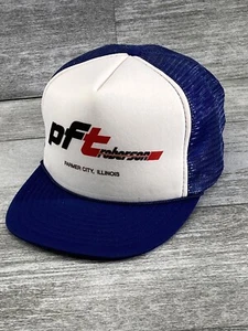 VTG PFT Roberson Logo Mesh Double Snap Back Rope Trucker Hat OSFA San Sun Blue - Picture 1 of 13