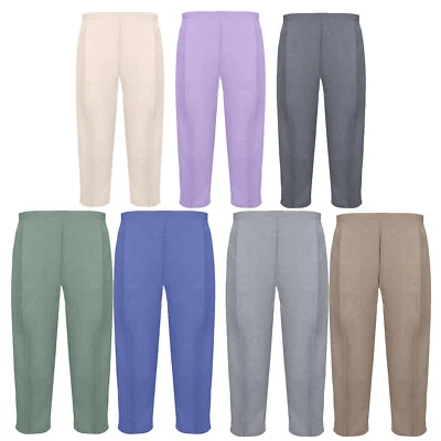 2 PACK LADIES 3/4 TROUSERS WOMENS HALF ELASTICATED WAIST THREE QUARTER PANTS - Image 1 of 3