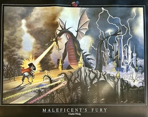 RARE DISNEY LITHOGRAPH POSTER PRINT MALEFICENT'S FURY CHARLES WISSIG 24X36 - Picture 1 of 7