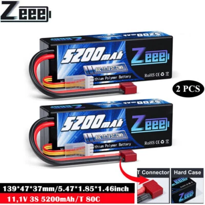 2x Zeee 3S Lipo Akku T Stecker 11,1V 5200mAh 80C Hardcase für RC Auto Boat UAV - Bild 1 von 4