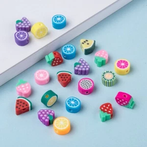 Fruit Theme Beads, Handmade Polymer Clay , Mixed Colour, 7~12x8~10x4~5mm, Hole: - Picture 1 of 4