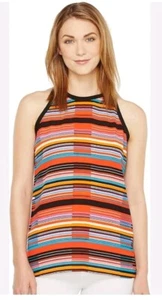 Vince Camuto Tank Top Tunika Damen rot schwarz gestreift ärmellos Pullover Gr. L - Bild 1 von 6