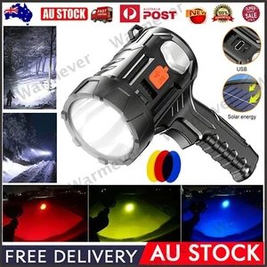 LED Handheld Spotlight Rechargeable Hunting Camping Flashlight Spot Light Torch - Picture 1 of 14