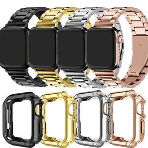 Metal Watch Band Strap + Cover Case For Apple Watch Series 9 8 7 6 5 4 3 2 1 SE - Picture 1 of 15