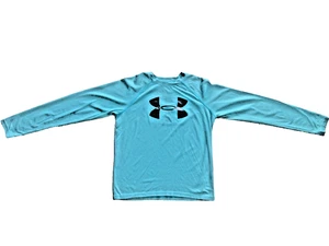 Under Armor hellblau Logo Langarmshirt Jugend großer kleiner Fleck - Bild 1 von 4