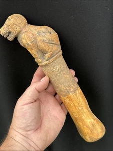Pre Columbian Bone Scepter W/ Light Restoration Dog Effigy 10.5”T From Peru P209 - Picture 1 of 16