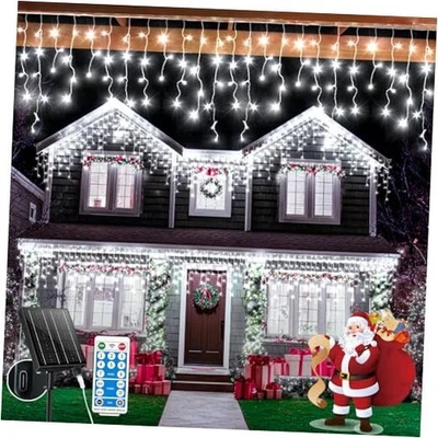 Solar Christmas Lights 66+16Ft 660LED Icicle Lights for Cool White 660LED - Image 1 of 4
