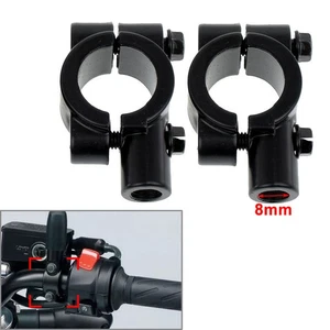 22MM M8 8mm Motorrad Lenker Spiegelhalterung Klemmadapter Schwarz Paar - Picture 1 of 6