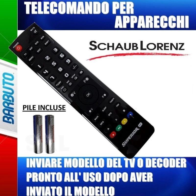TELECOMANDO UNIVERSALE PER APPARECCHI MARCA SCHAUB LORENZ-INVIARE CODICE TV-DDT - Immagine 1 di 1