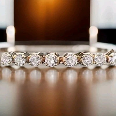 14K Yellow Gold Tennis Bracelet 9.75CT Natural Round Diamonds 7 Inches  - Image 1 of 4