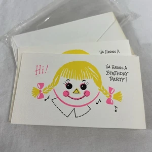 Set of 7 Vintage Girl Birthday Party Invitations Gibson with Envelopes Retro - Picture 1 of 4