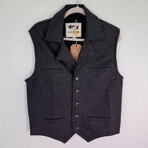 Schaefer Outfitter Cattle Baron Vest Mens Medium Wool Western Ranchwear Charcoal - Picture 1 of 9