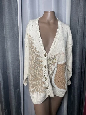 Suéter Cárdigan Marisa Christina The Christmas Collection 1996 Talla PM Foto 1 de 4