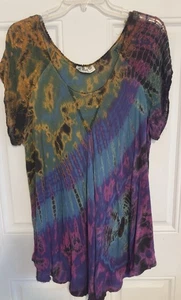 Lapogee Damen mehrfarbig Landhaus Kern Hippie Boho Viskose 70er Vibe fließend Größe 2X - Bild 1 von 7