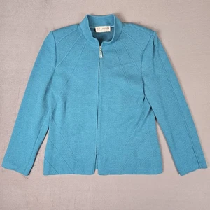 ST. JOHN Collection Cardigan Womens 8 Light Blue Full Zip Jacket Blazer *READ - Picture 1 of 9