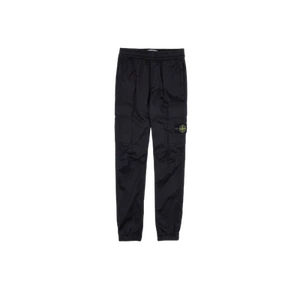 (Kids) Stone Island 31112 Stretch Cotton Wool Satin Garment Dyed Cargo Pants Bla - Picture 1 of 4