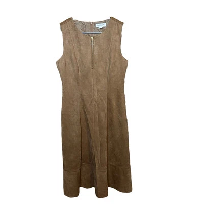 Vestido Liz Claiborne Camel Imitación Gamuza Sin Mangas Cremallera Talla 4 NUEVO Foto 1 de 4