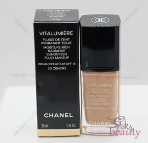 Chanel Vitalumiere  Moisture-Rich Sunscreen Fluid Makeup (Cendre 30) New In Box - Picture 1 of 1