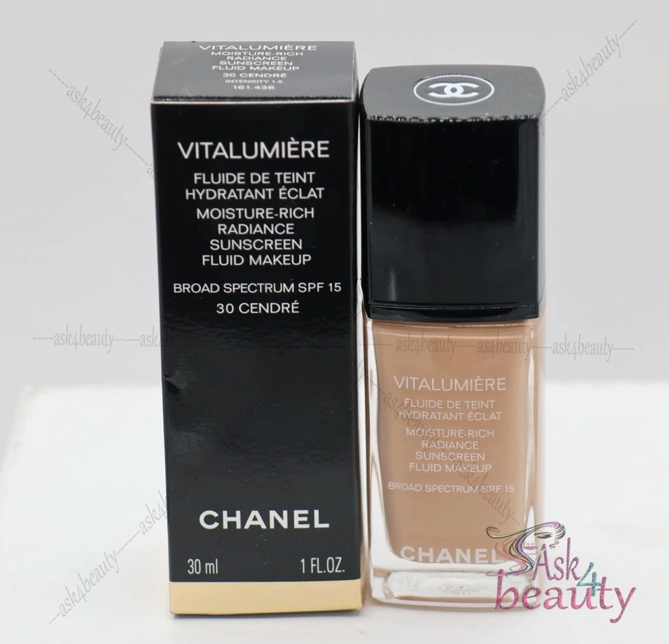 Chanel Vitalumiere  Moisture-Rich Sunscreen Fluid Makeup (Cendre 30) New In Box - Image 1 of 1