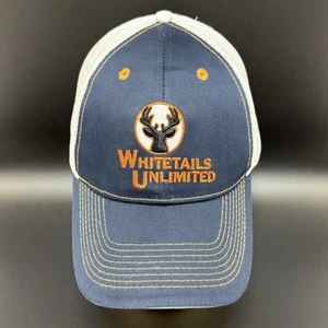 Whitetails Unlimited Trucker Hat Mesh Back Navy White Adjustable Deer Logo Cap - Picture 1 of 7