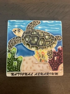 National Aquarium Baltimore Meeresschildkröte Keramik Schildkröte Vintage Kühlschrankmagnet - Bild 1 von 2