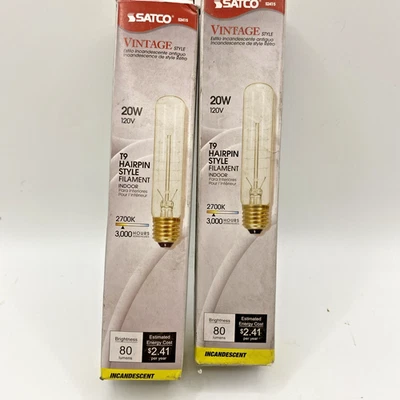 2-Pack Satco Vintage T-9 Bulb, 20 Watt Hairpin 120 Volt - New! - Image 1 of 3